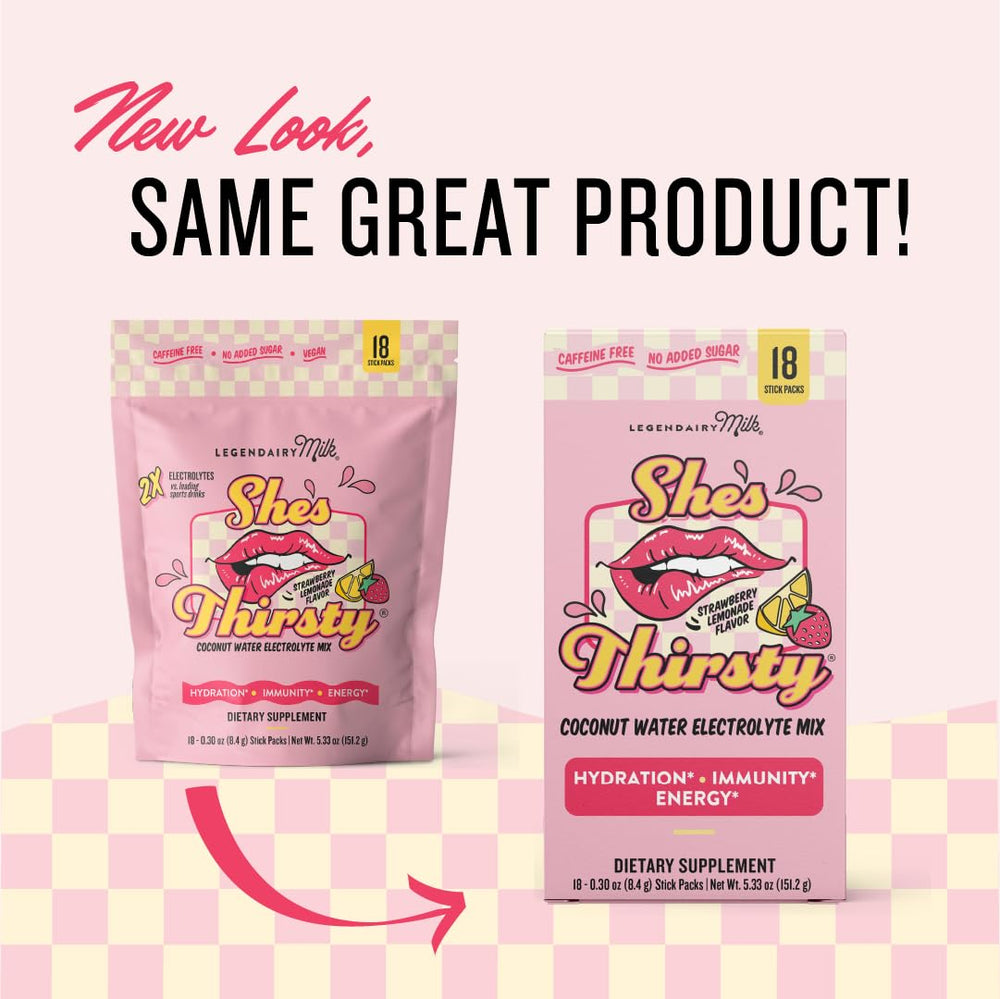 Nutrition facts panel for She’s Thirsty Strawberry Lemonade hydration packets