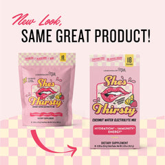 Nutrition facts panel for She’s Thirsty Strawberry Lemonade hydration packets