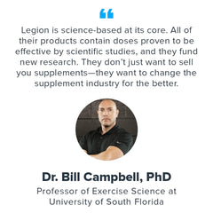 Person holding LEGION Biome Probiotic for daily gut health