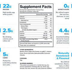LEGION Egg+ Protein Powder scoop displaying 4.4g BCAAs for recovery-focused fitness.