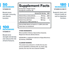 Close-up of Legion Vitamin D3 K2 bottle label