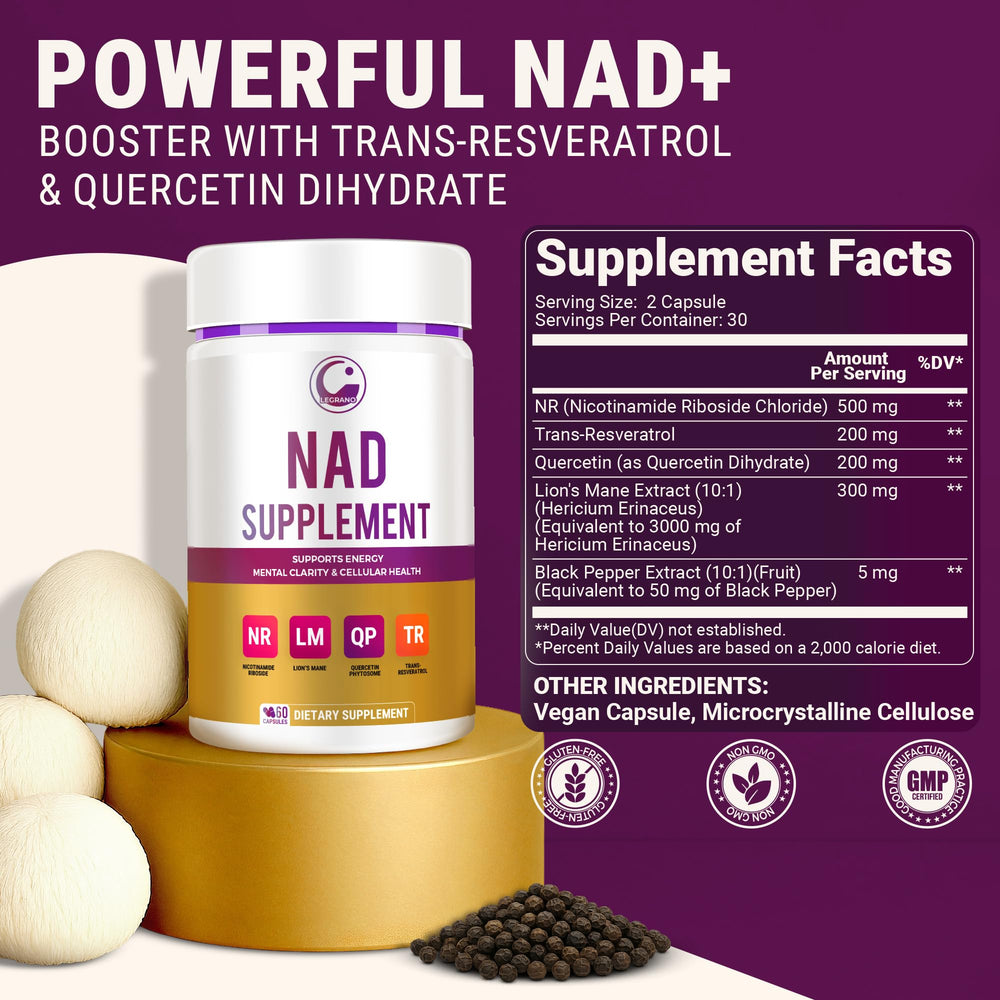 Antioxidant support with trans-Resveratrol and Quercetin alongside NR