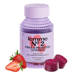 Lemme No. 2 strawberry-flavored fiber and probiotic gummies bottle front
