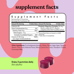 Plant-based prebiotic fiber content in Lemme No. 2 gummies