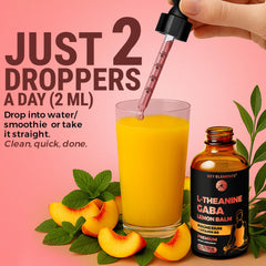 Lemon balm and L-Theanine liquid drops close-up