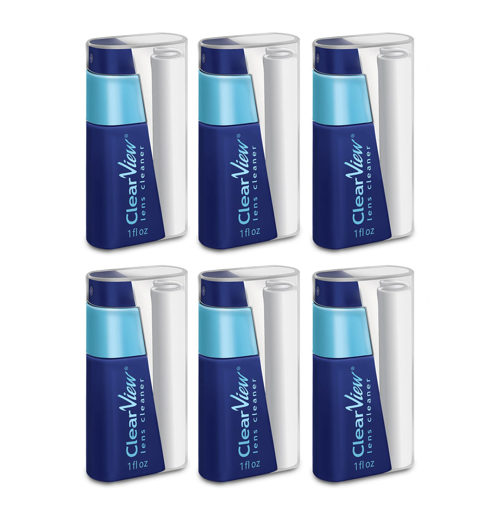 Front view of Portable Lens Cleaner Kit (6-Pack) with compact bottle and microfiber cloth
