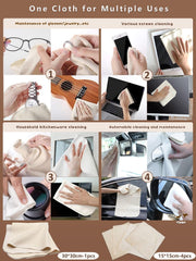 Chamois leather lens cleaning cloth being used on a camera lens
