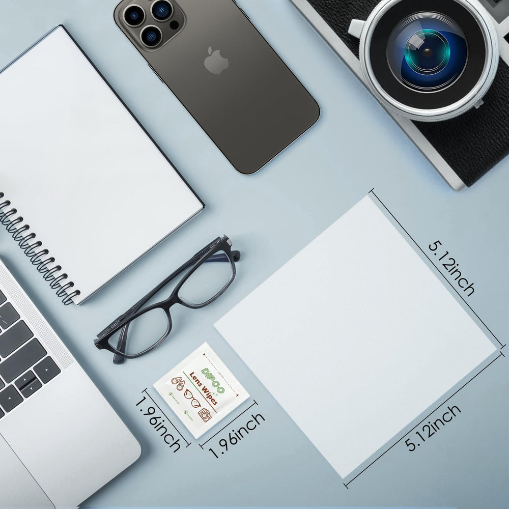 Portable on-the-go lens cleaning wipes