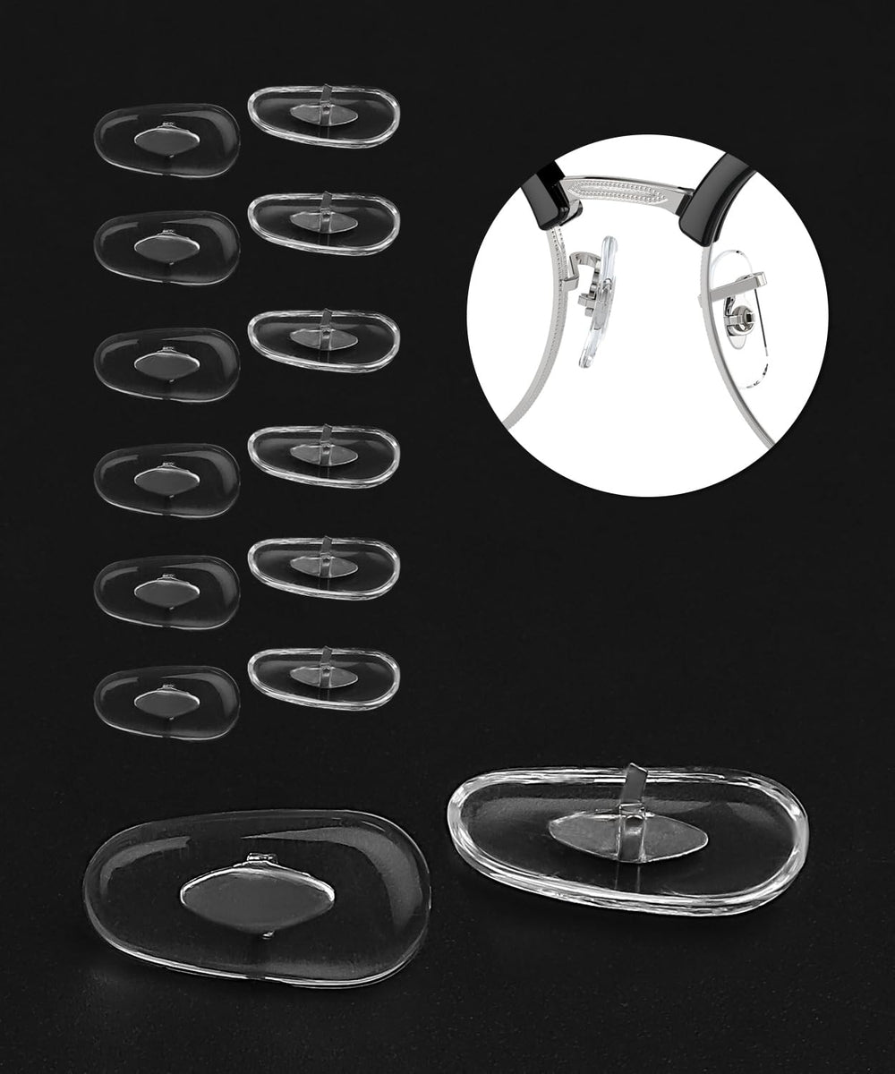 Six silicone nose pads for Ray-Ban Aviator with clip-on holder (RB3025, RB3026).