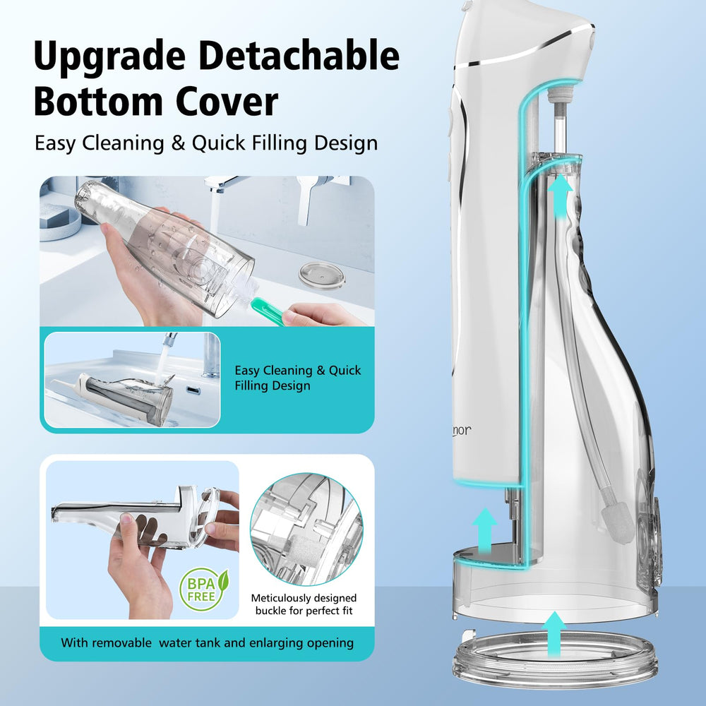 Rechargeable travel water flosser with 300ml removable tank