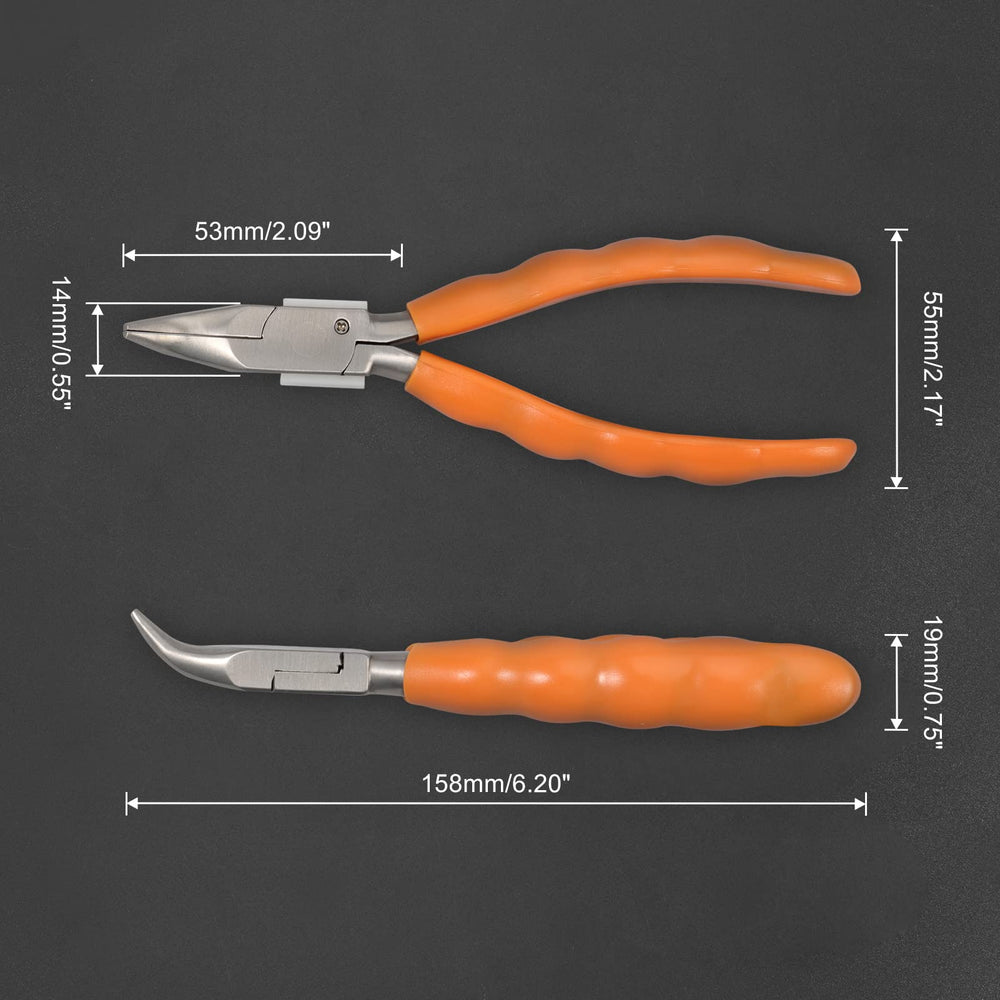 Stainless steel bent nose pliers showing corrosion resistance