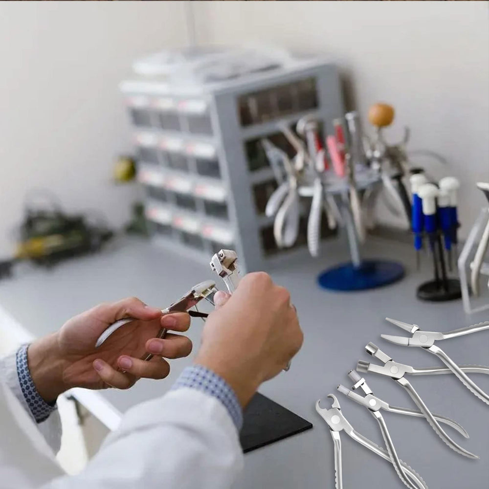 Includes eyeglasses cutting plier and mini precision screwdriver