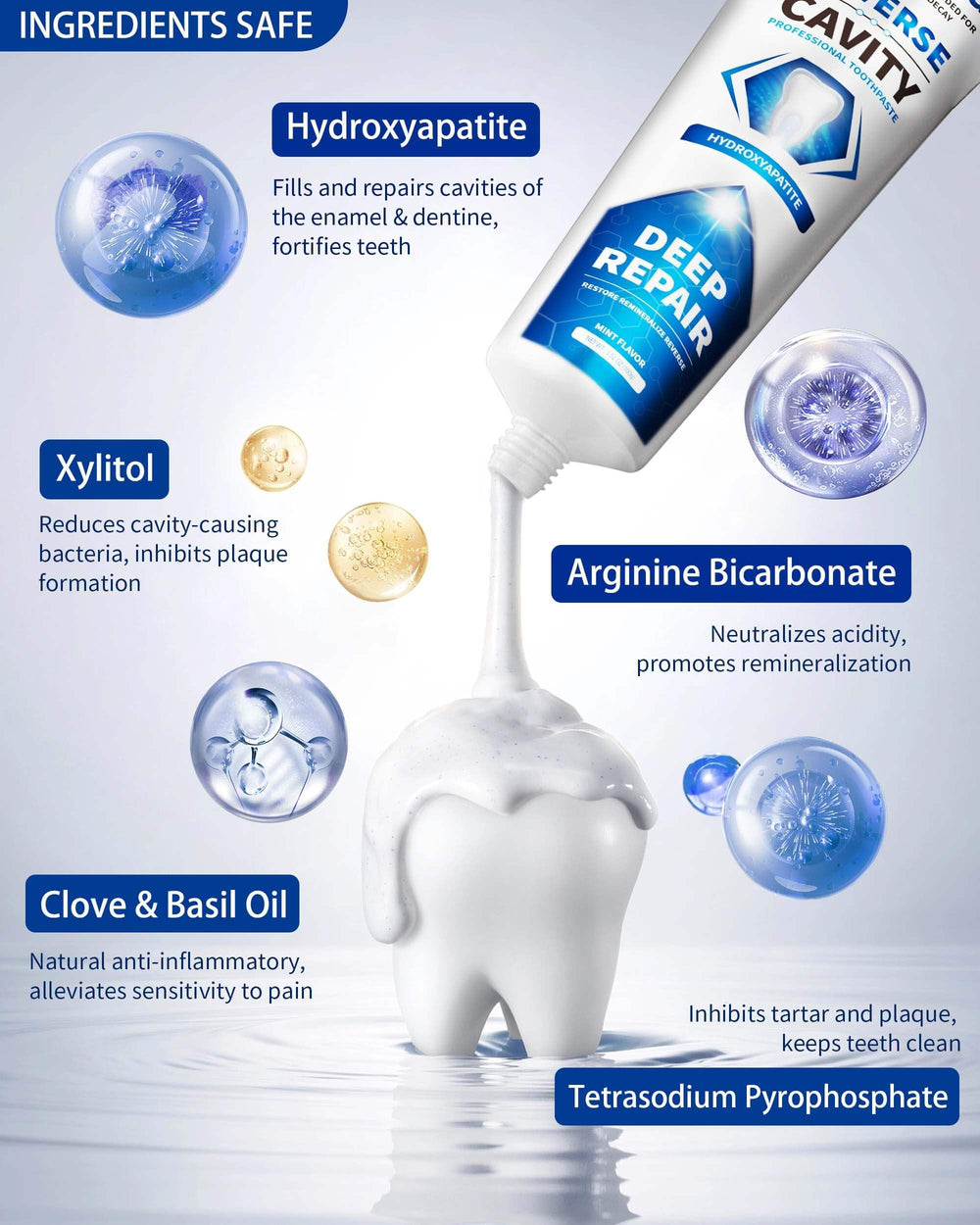 Concept image of clean teeth after using Leovita toothpaste