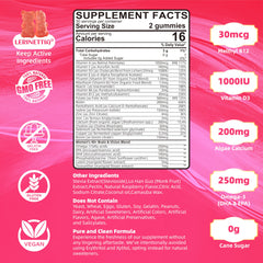 Iron, Vitamin D3 and B-complex supplement bottle with ingredients
