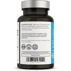 Illustration of key ingredients including phosphatidylserine, magnesium, ashwagandha, magnolia bark, and rhodiola