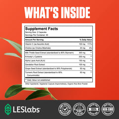 LES Labs Liver Support dandelion extract showcases natural detox pathways for gentle toxin elimination