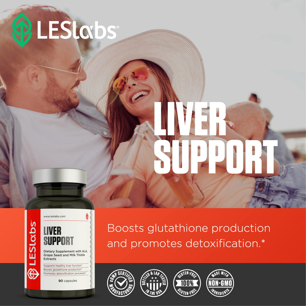 LES Labs Liver Support NAC capsule highlights glutathione production support for cellular health
