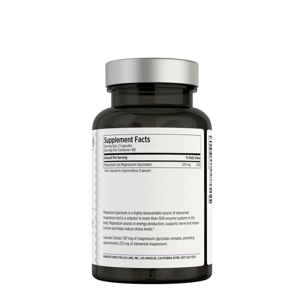 Close-up of magnesium glycinate capsules