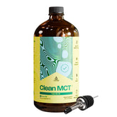Front view of LevelUp Clean MCT Oil 32 oz glass bottle