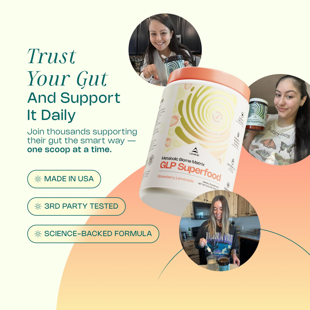 Vegan keto-friendly zero sugar icons for LevelUp GLP