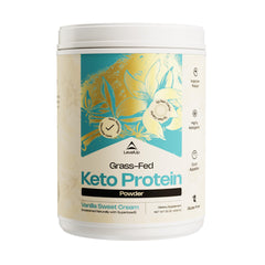 LevelUp Keto Protein bottle in Vanilla Sweet Cream offers keto-friendly protein convenience.