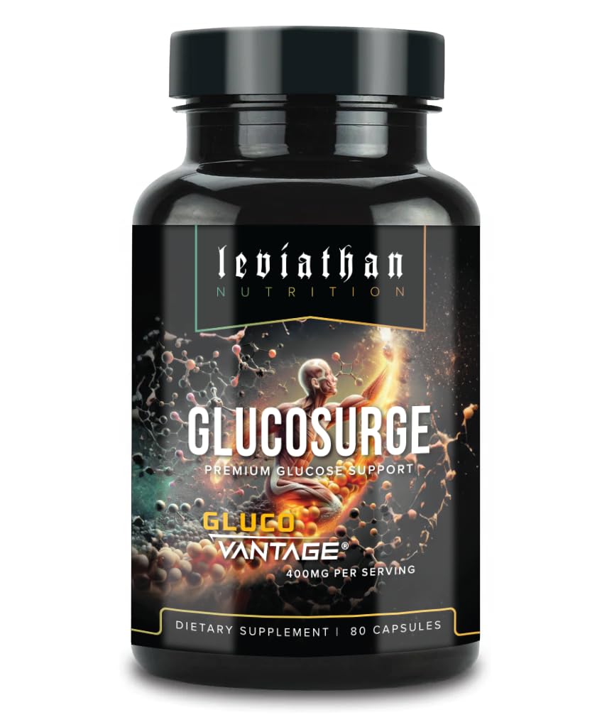 Leviathan GlucoSurge bottle with capsules - front view