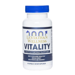 Leviathan Wellness Vitality bottle front shows 30 servings for daily vitality support.