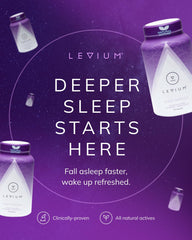 Bedroom scene promoting better sleep with Levium Sleep Formula