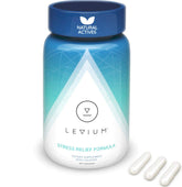 Levium bottle with 90 capsules on white background