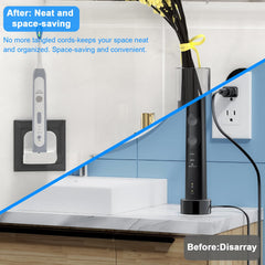 Charger with peel-and-stick option to secure on socket