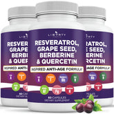 Liberty Lifestyle Resveratrol Berberine Grapeseed Polyphenol supplement bottle – 180 count