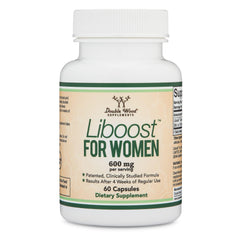 Double Wood wellness and third-party testing seal on Liboost packaging