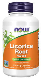 NOW Licorice Root 450 mg bottle – front view