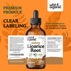 Product packaging and 4 oz licorice root extract liquid drops