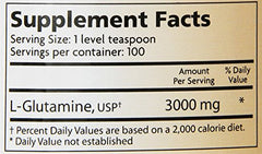 Prepared Lidtke L-Glutamine powder mixed in glass