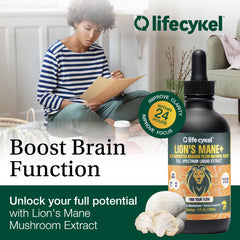 Organic, non-GMO Life Cykel Lion's Mane Kakadu Plum tincture bottle