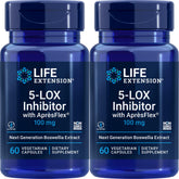 Bottle of Life Extension 5-LOX Inhibitor with AprèsFlex 100 mg, 60 vegetarian capsules, pack of 2