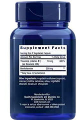 Two bottles of Life Extension Mega Benfotiamine 250 mg vegetarian capsules