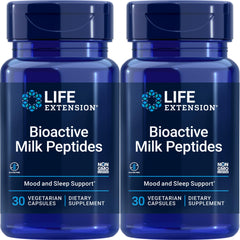Life Extension Bioactive Milk Peptides bottle and 2-pack packaging - 30 vegetarian capsules