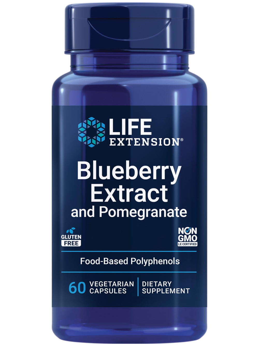 Life Extension Blueberry Extract and Pomegranate bottle with 60 vegetarian capsules