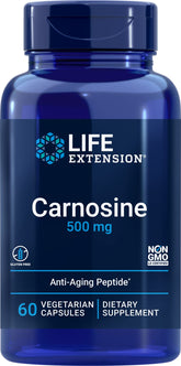 Life Extension Carnosine bottle and label with 60 vegetarian capsules