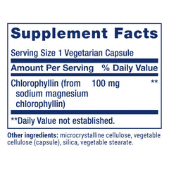 Gluten-free label on Life Extension Chlorophyllin packaging