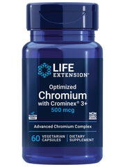 Life Extension Chromium Crominex 3+ 500 mcg bottle - front view