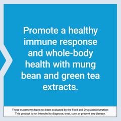 Green tea and mung bean imagery on packaging