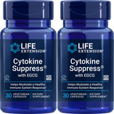 Front bottle view of Life Extension Cytokine Suppress with EGCG, 30 Vegetarian Capsules (Pack of 2)