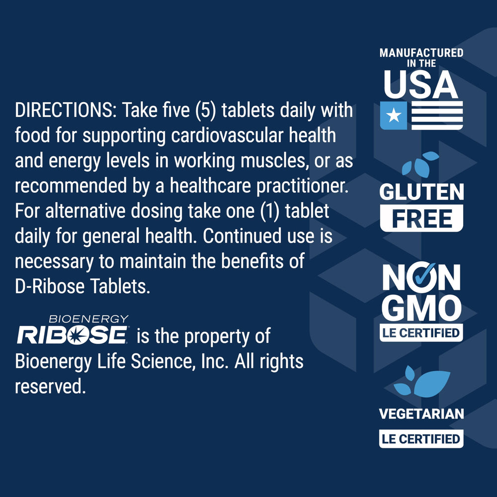 Life Extension D-Ribose Tablets USA manufacturing claim on label