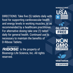 Life Extension D-Ribose Tablets USA manufacturing claim on label