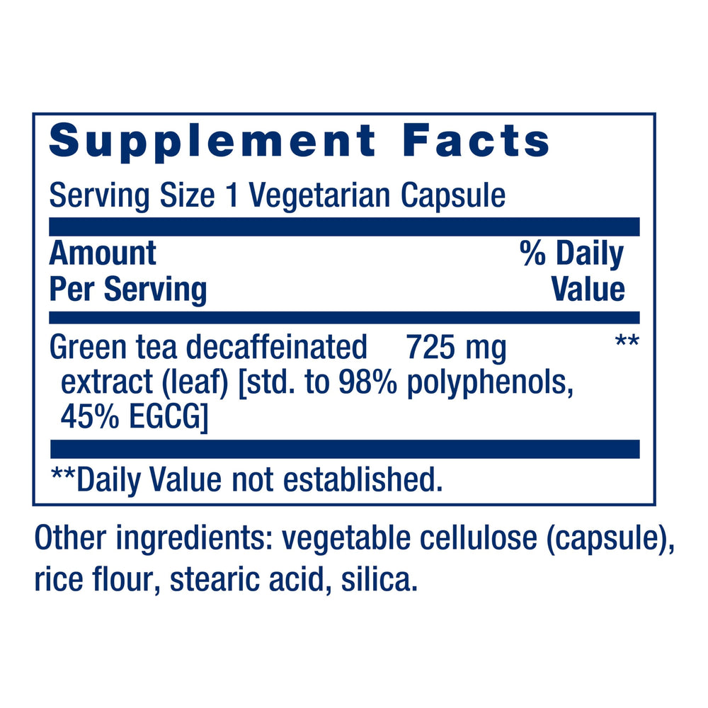 Supplement facts panel showing 725 mg per capsule