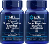 Front view of Life Extension Enhanced Super Digestive Enzymes and Probiotics 60 Vegetarian Capsules (Pack of 2)