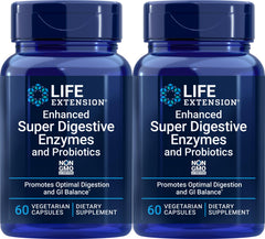 Front view of Life Extension Enhanced Super Digestive Enzymes and Probiotics 60 Vegetarian Capsules (Pack of 2)